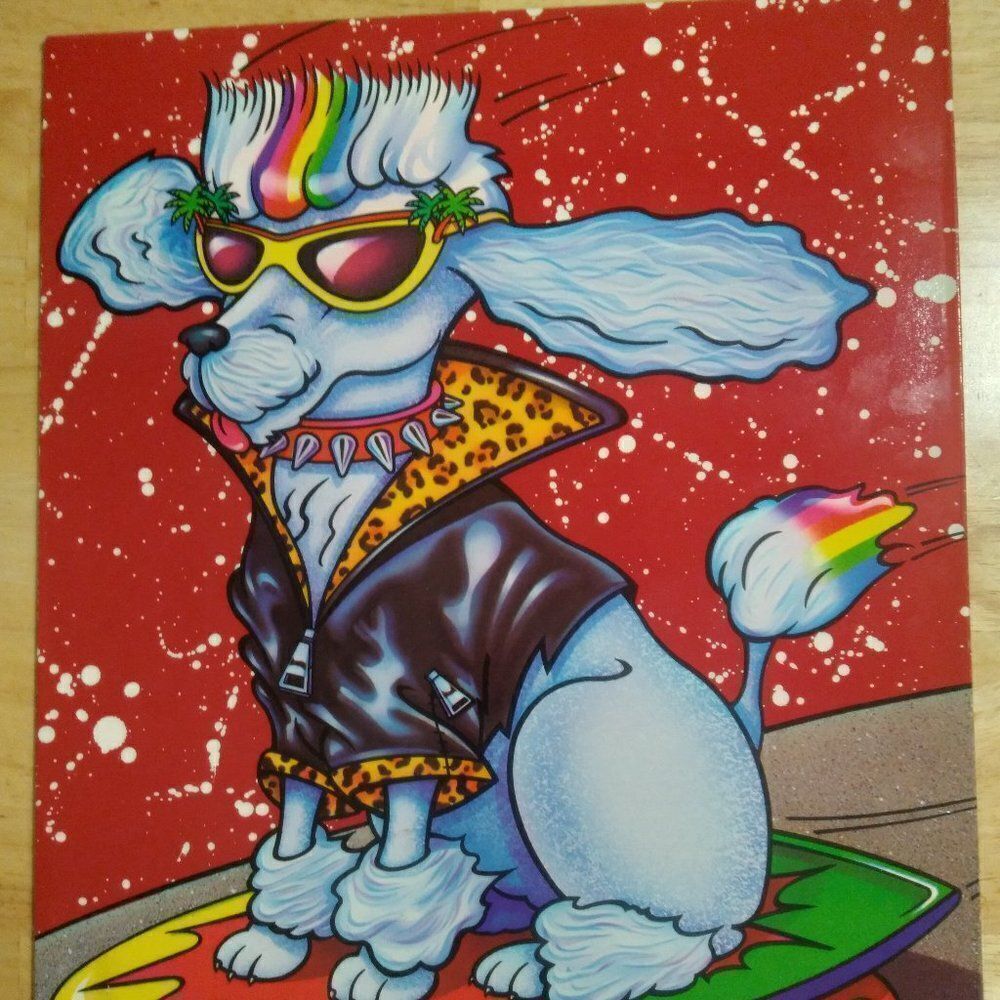Vintage Lisa Frank Skateboarding Poodle Stuart Hall #8494 Folder